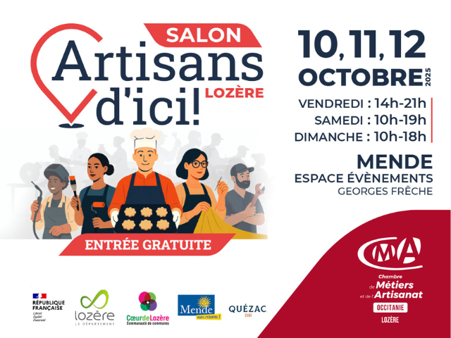 Salon Artisans d'ici, les 10, 11 et 12 octobre 2025 à Mende (Espace événementiel Georges Frêche).